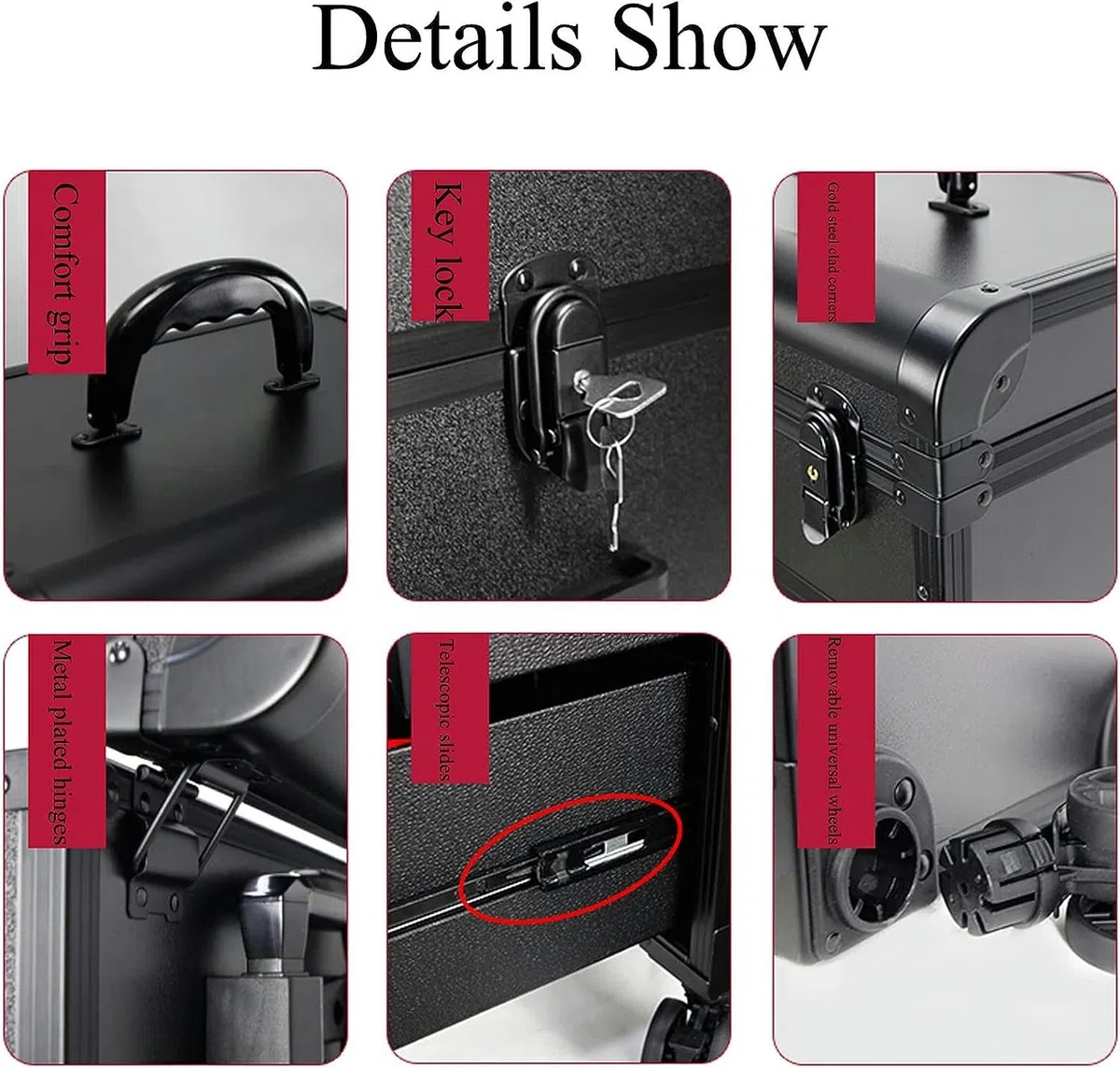 Kosmetikkoffer Pilotenkoffer Beauty Case Reisetrolley Friseurkoffer Kosmetik Trolley, Mit Rädern Und Mit Schloss, 3-lagiger Trolley-Koffer, Für Kosmetik, Accessoires Und Toilettenartikel , 1 Stück ( C