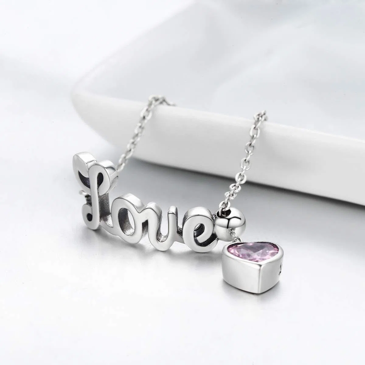 Love Statement Ehering, Sterlingsilber, rosa Kristall, herzförmig, baumelnd, Quaste, Versprechen, Verlobung, offen, verstellbar, Kettenring für Frauen und Mädchen, Unendlichkeitsgeschenk, Geschenk zum