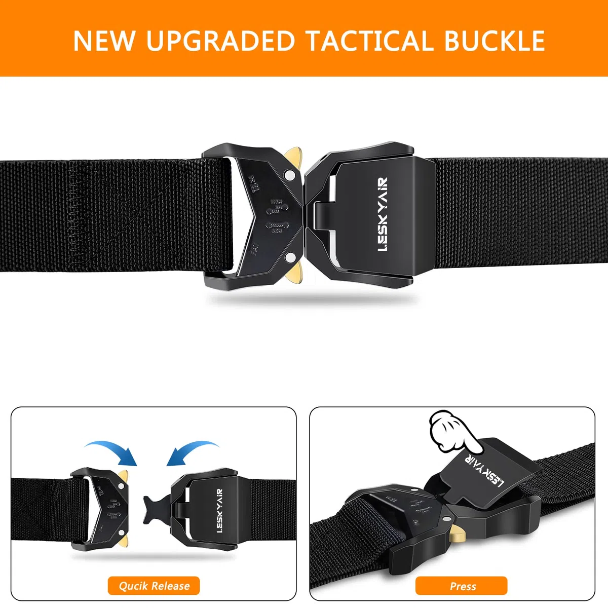 2er Herren Taktischer Gürtel, Arbeitsgürtel Hochleistungsgürtel, Gürtel Militär Wandern 3,8cm Breite, Geschenk mit Molle Beutel und Wasserflaschenclip Haken