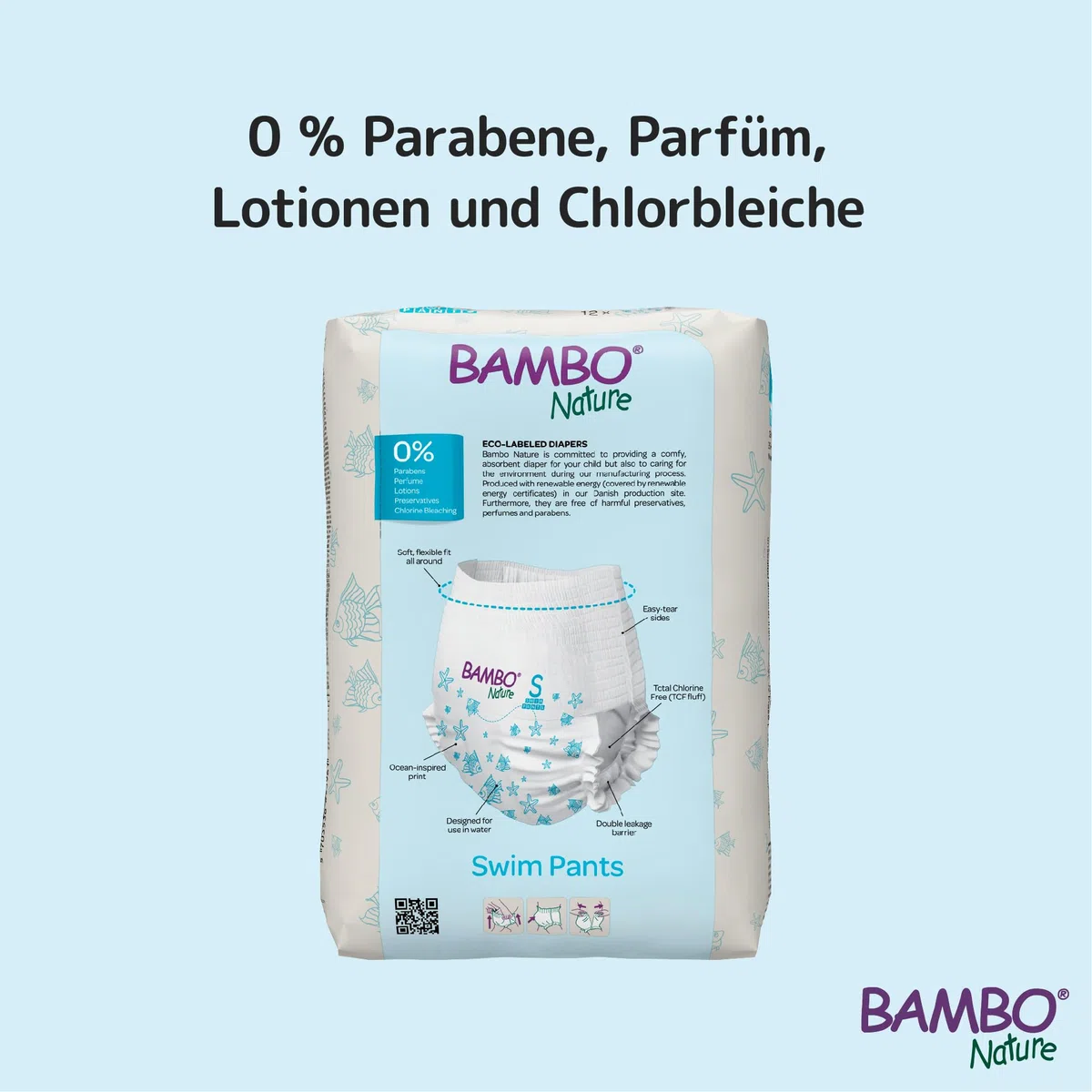 Bambo Nature Schwimmwindel Baby, Größe S (7-12 kg), Megapack 120 St. Windeln | Secure-Fit Einweg-Badehose | Auslaufsicherer Komfort beim Wasserspiel…