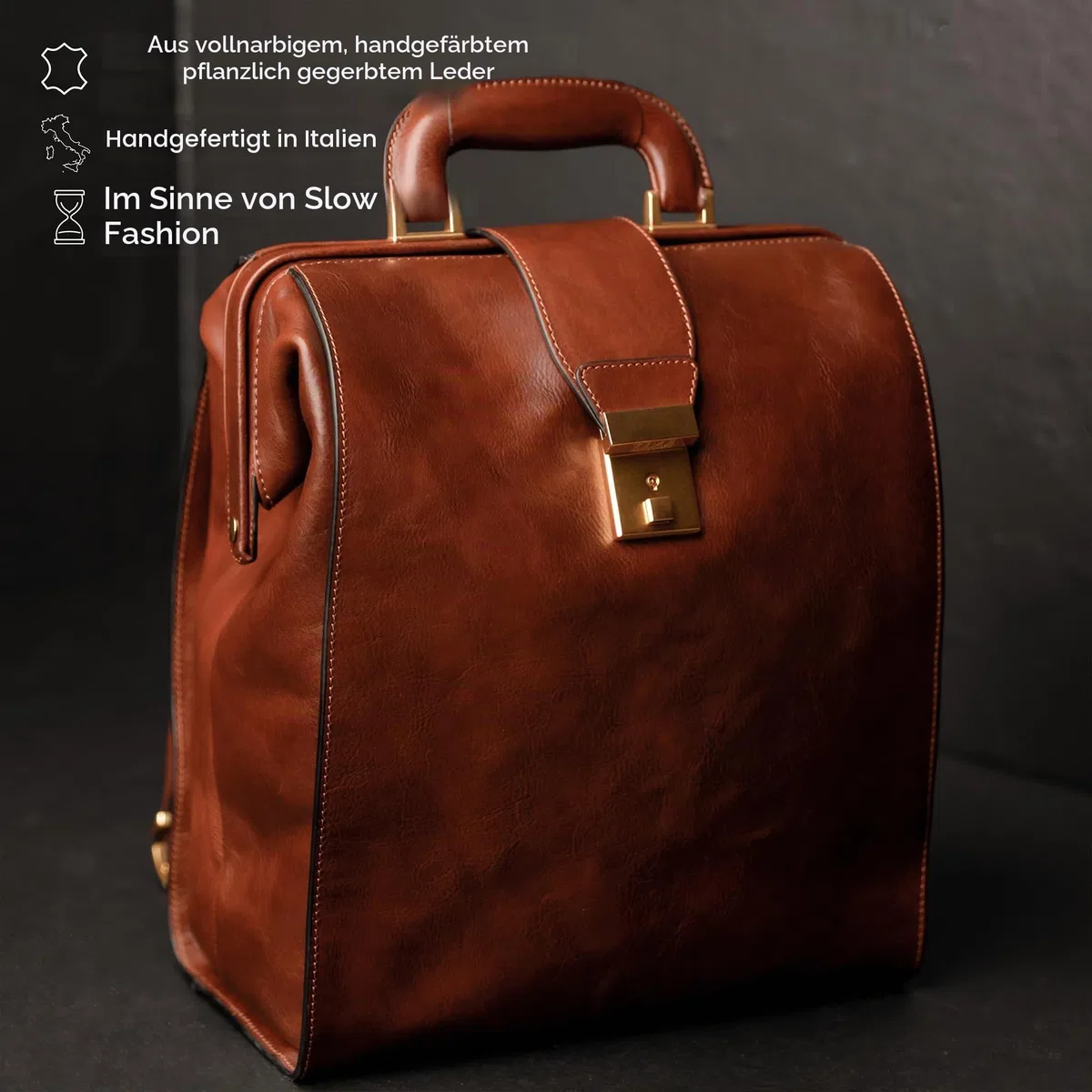 Time Resistance Herren Rucksack aus Leder - Handgefertigt in Italien - 100% Lederrucksack - Vintage Rucksack Damen und Herren