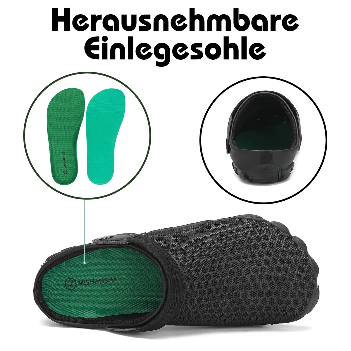 Mishansha Clogs Herren Barfuß Gartenschuhe Damen Gr.36-48 | Sommer Pantoletten, Unisex Hausschuhe, Atmungsaktiv, Leicht