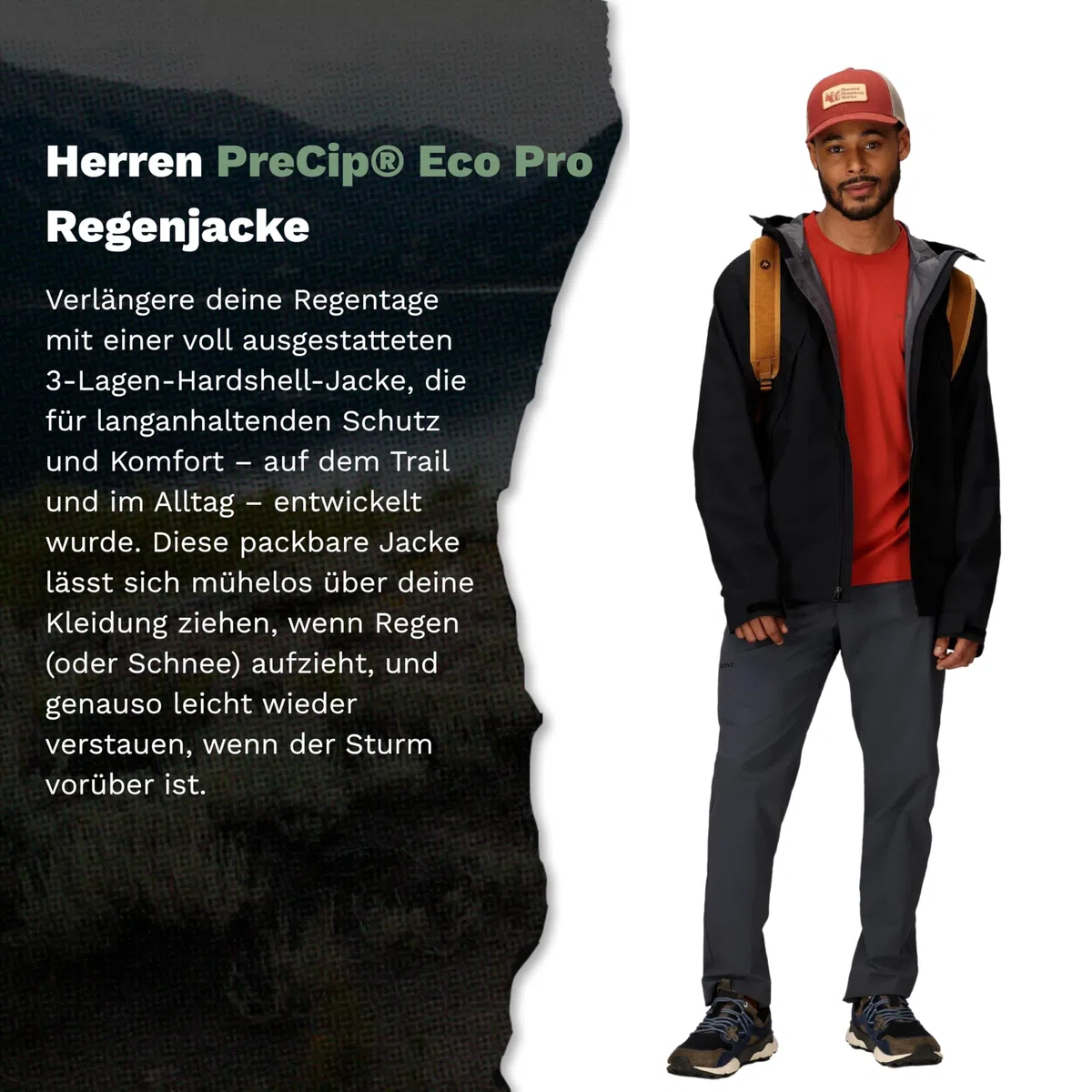 Marmot Men's PreCip Eco Pro Jacket, Waterproof Jacket, Lightweight Hooded Rain Jacket, Windproof Raincoat, Breathable Windbreaker, Ideal for Running and Hiking