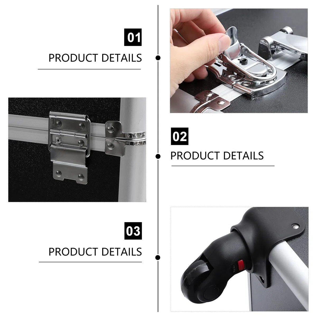 Schwarzer Kosmetikkoffer mit Trolleyfunktion, 4 Ebenen, Aluminiumlegierung