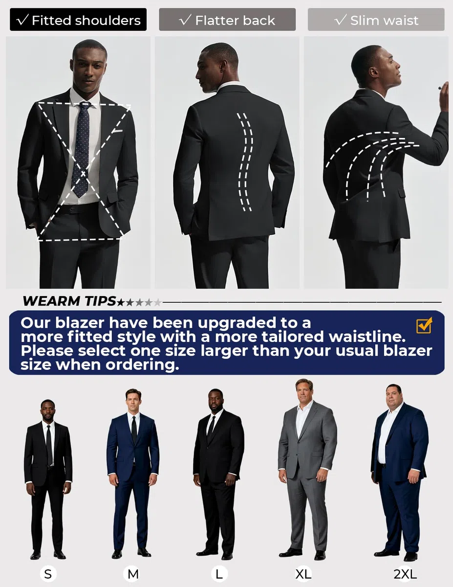 PJ PAUL JONES Herren Anzug 2 Teilig Slim Fit Modern Herrenanzug mit 2 Knöpfe Sakko Hose für Business Hochzeit Party