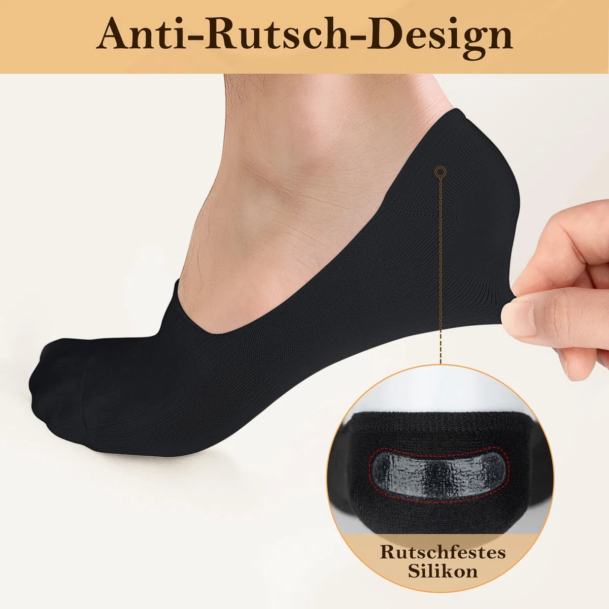 Kiiwah 4 Paare Füsslinge Herren, Füßlinge mit Rutschfestem Silikon Unsichtbare Socken Sneaker Socken Unsichtbar Invisible Socks Herren für Canvasschuhe, Sneaker, Oxford-Schuhe, Freizeitschuhe