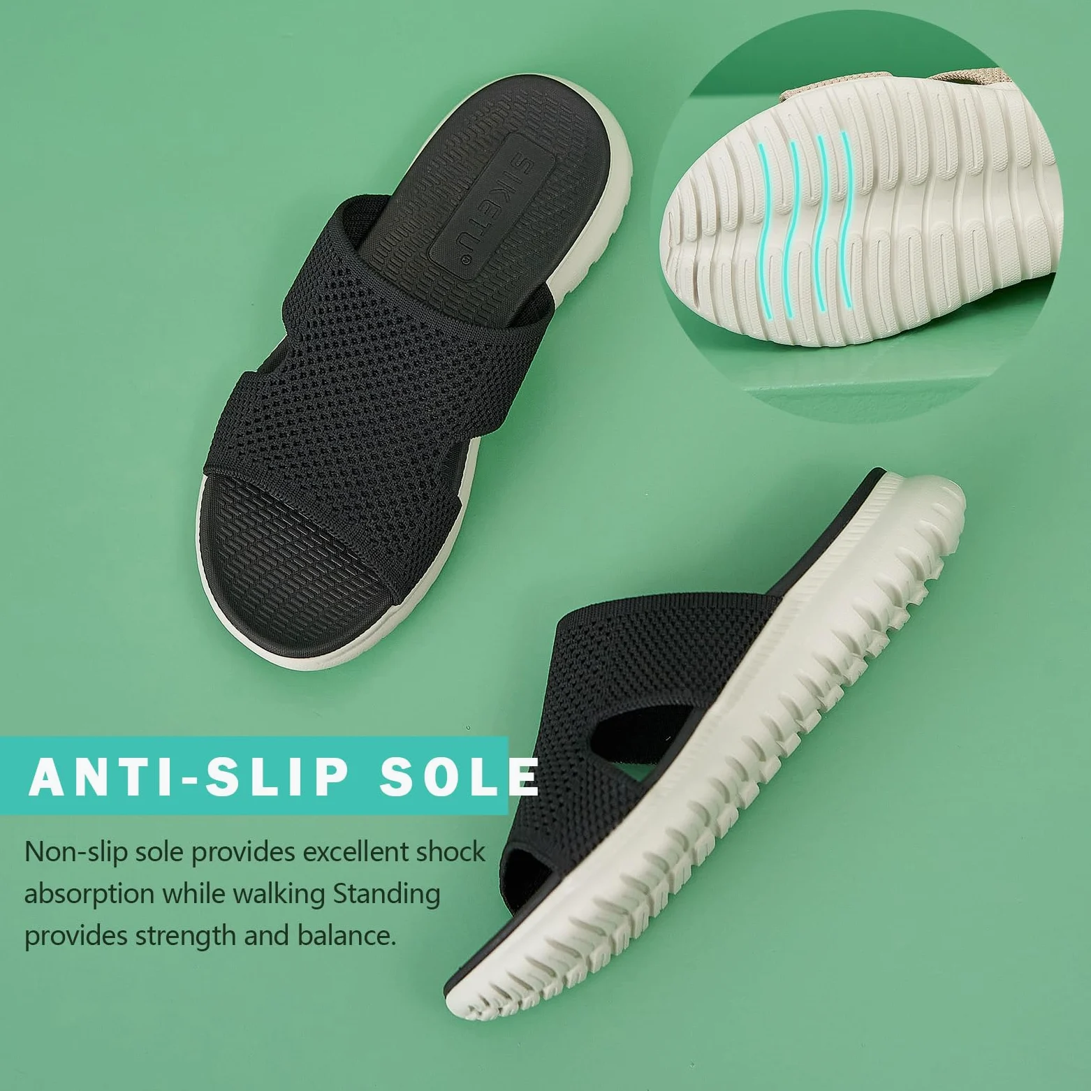 Sandalen Damen Sommer Leichte Bequem Pantoletten mit Weich Fussbett, Gr.35-42