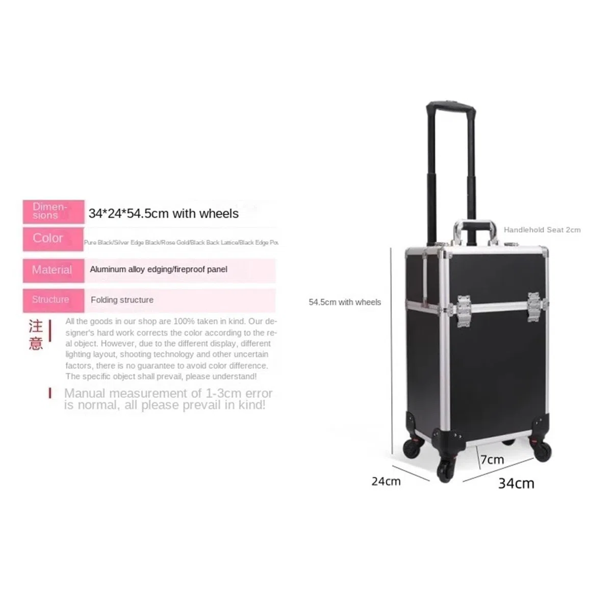 Kosmetikkoffer Professioneller Kosmetikkoffer mit großem Fassungsvermögen, inklusive Schlüssel und praktischer Beauty-Werkzeugkiste Maquilleuse Itinérante(Color 1)