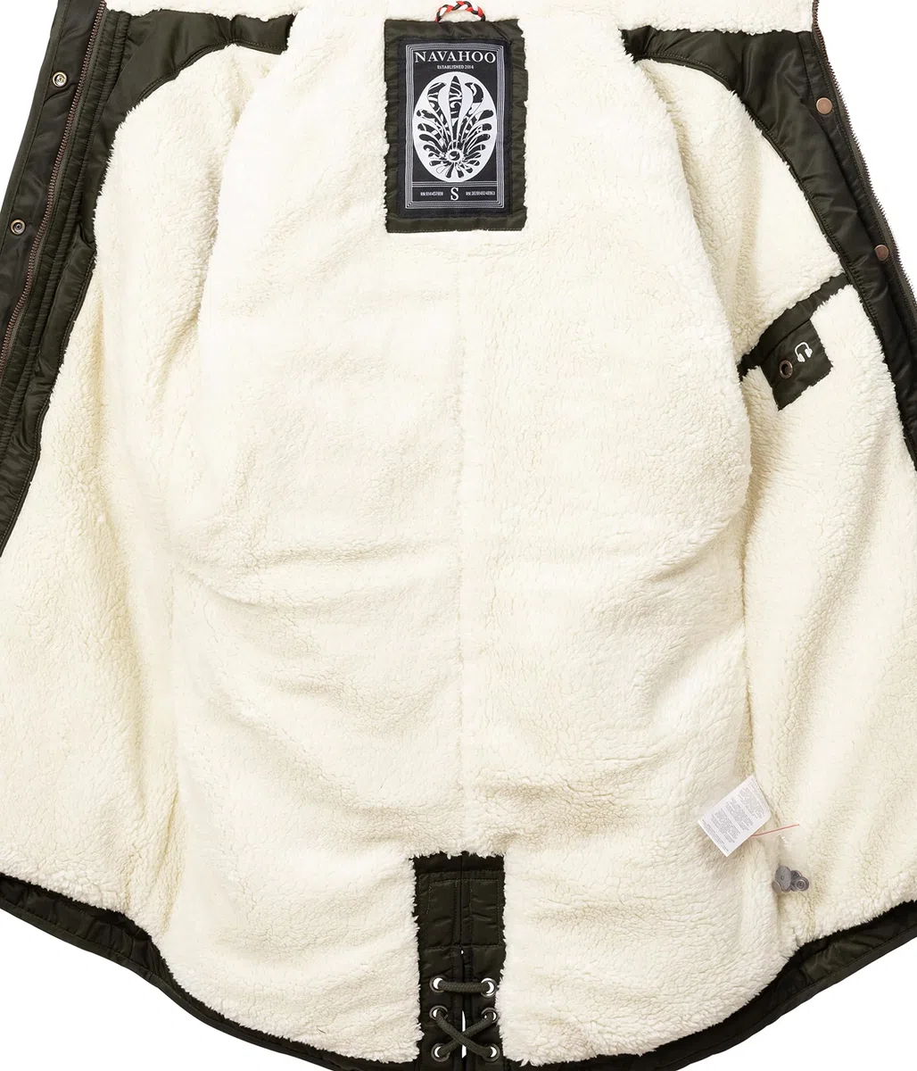 Navahoo Damen Wintermantel Warmer Parka lang mit Kapuze La Viva XS-3XL