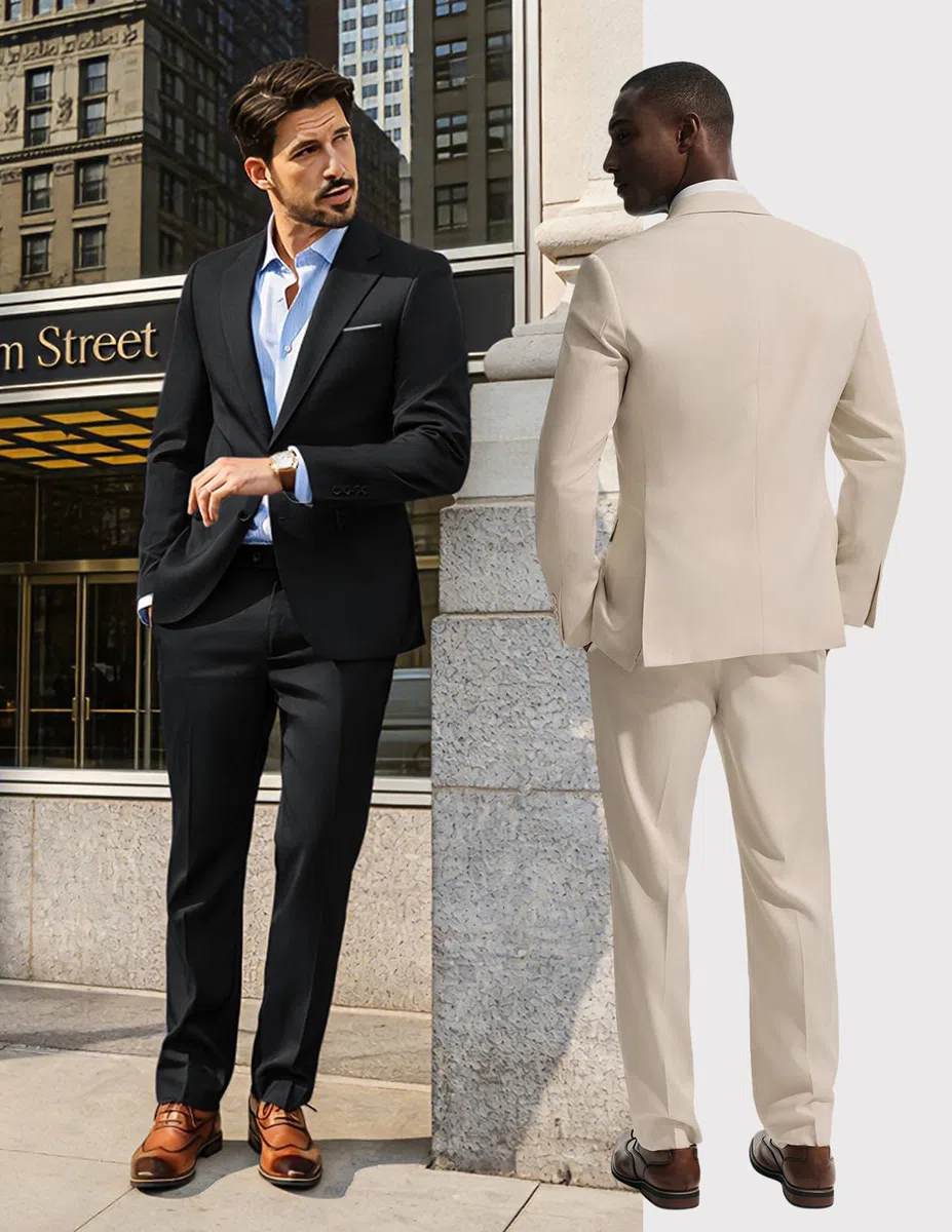 PJ PAUL JONES Herren Anzug 2 Teilig Slim Fit Modern Herrenanzug mit 2 Knöpfe Sakko Hose für Business Hochzeit Party