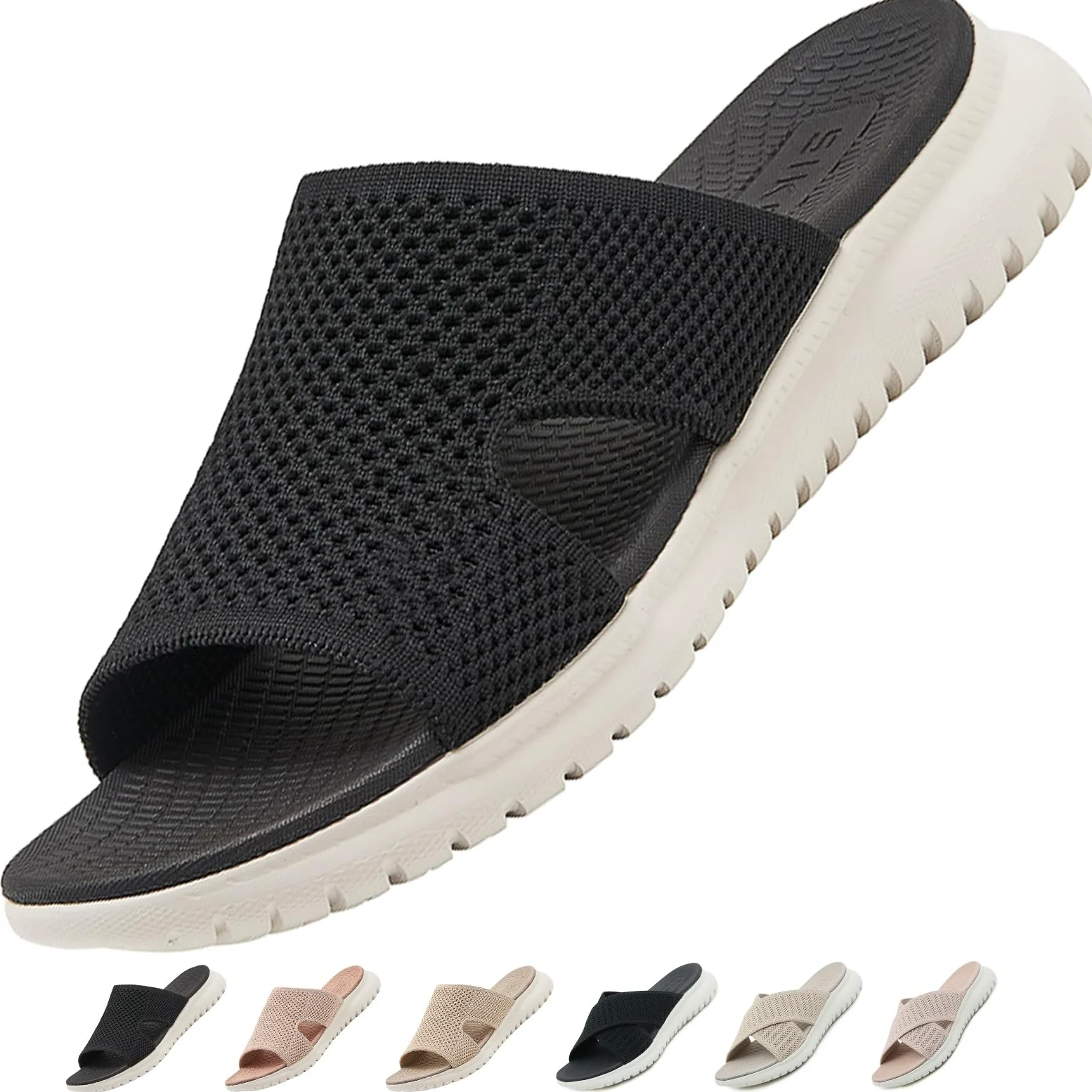 Sandalen Damen Sommer Leichte Bequem Pantoletten mit Weich Fussbett, Gr.35-42