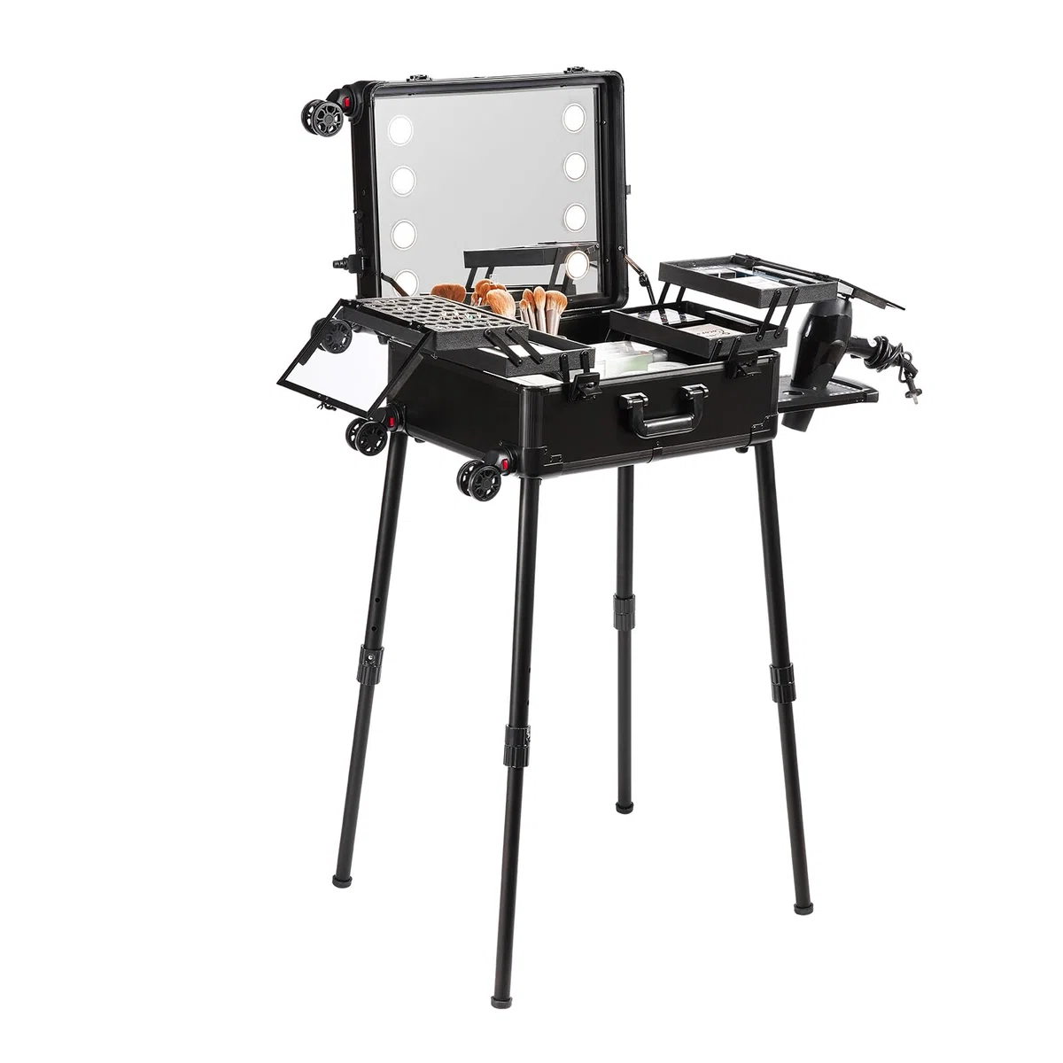 VEVOR Kosmetikkoffer 1030 x 510 x 1360 mm Schminktasche ABS + MDF-Platte + Aluminiumrahmen Schminkkoffer Make-Up Koffer Ideal für Friseur-, Make-up-Studios, Hochzeits- oder Event-Make-up