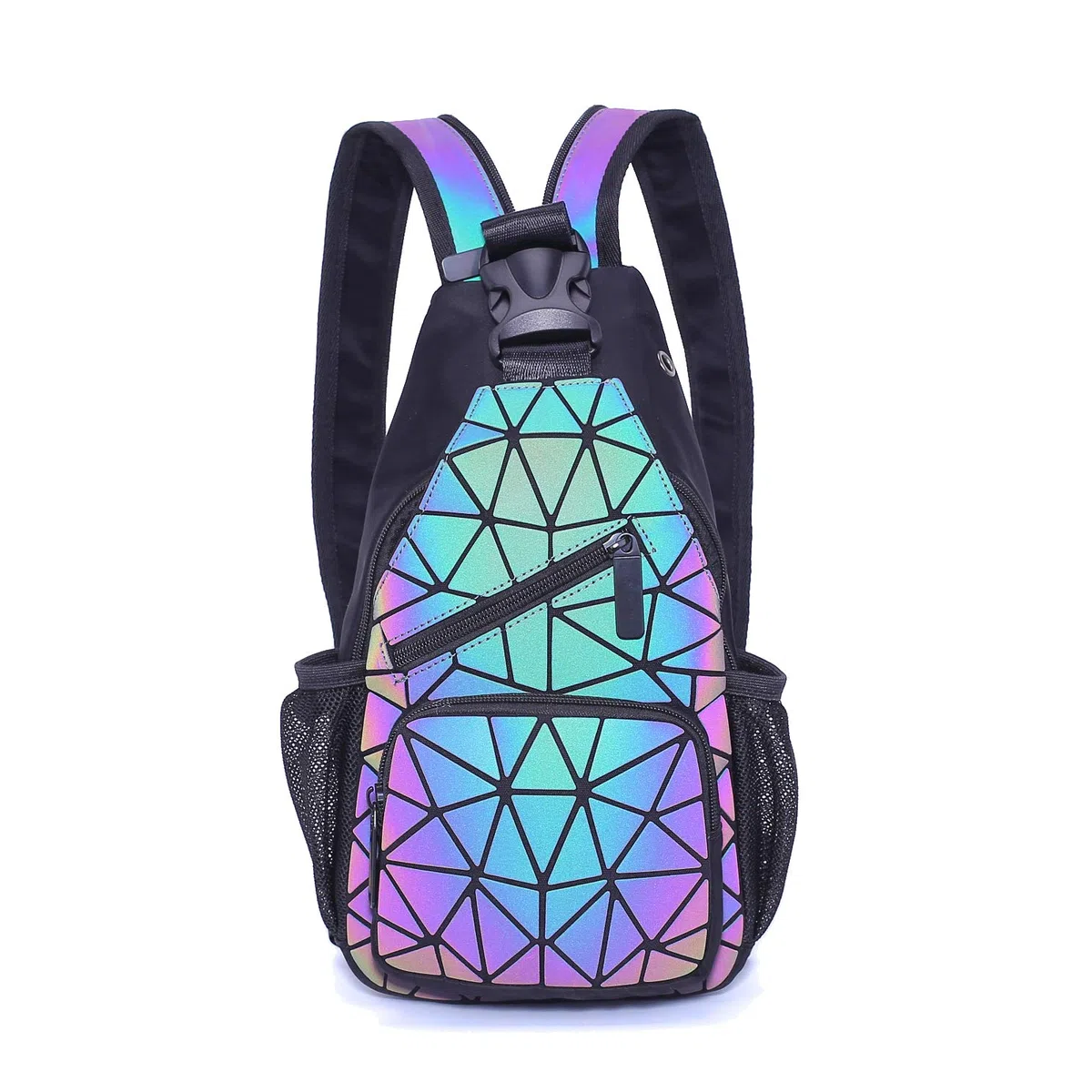 Geometrische Umhängetasche Geometrischer Rucksack Damen Leuchtender Holographic Rucksäcke Reflektierend Festival Tasche