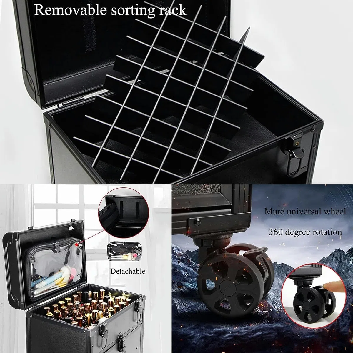 Kosmetikkoffer Pilotenkoffer Beauty Case Reisetrolley Friseurkoffer Kosmetik Trolley, Mit Rädern Und Mit Schloss, 3-lagiger Trolley-Koffer, Für Kosmetik, Accessoires Und Toilettenartikel , 1 Stück ( C