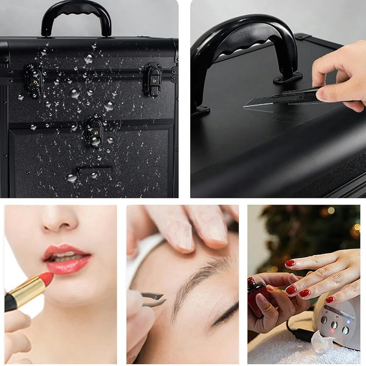 Kosmetikkoffer Pilotenkoffer Beauty Case Reisetrolley Friseurkoffer Kosmetik Trolley, Mit Rädern Und Mit Schloss, 3-lagiger Trolley-Koffer, Für Kosmetik, Accessoires Und Toilettenartikel , 1 Stück ( C
