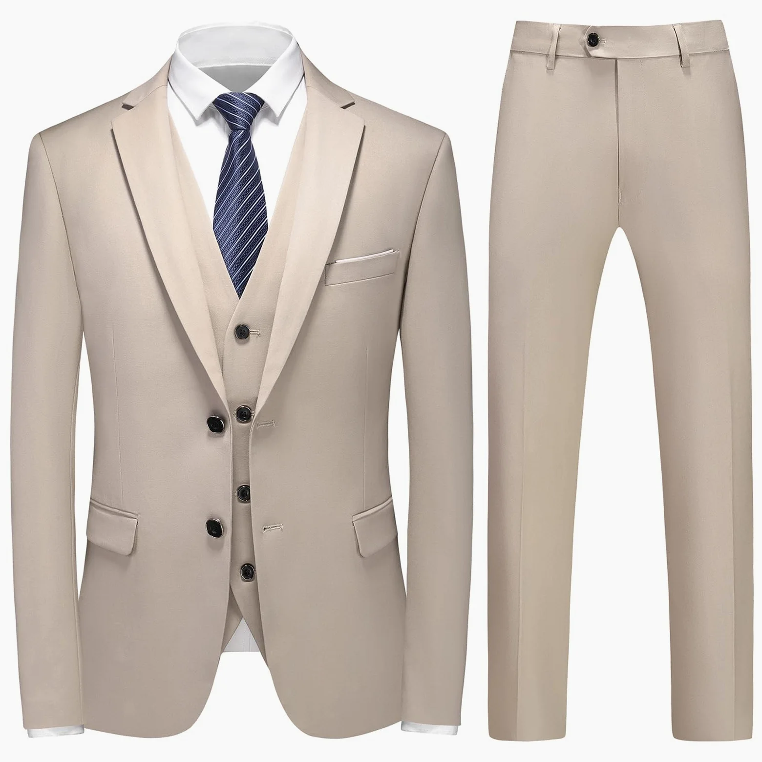 Herren Anzug Set - Slim Fit Business & Hochzeit Anzug mit Blazer, Weste & Hose - Zwei Knöpfe Smoking Anzug für Männer