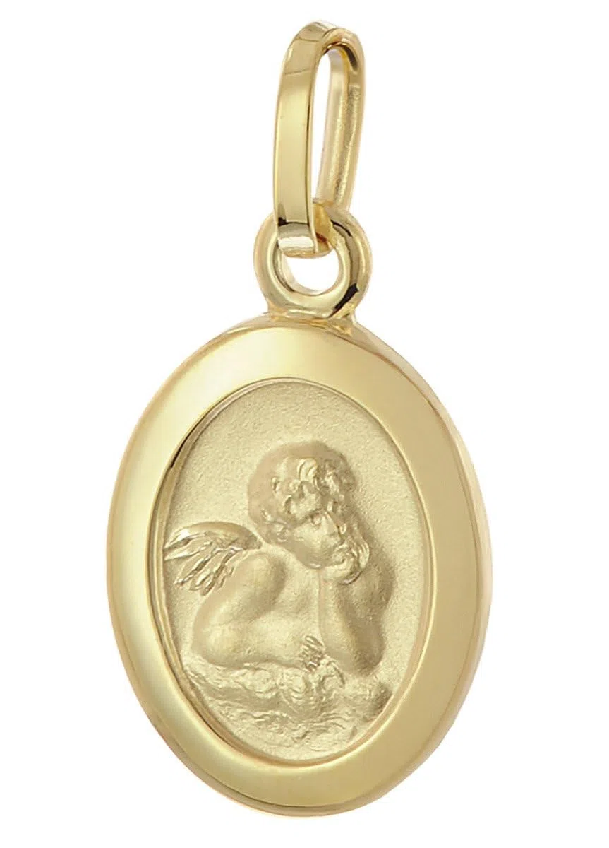 trendor Kinder-Anhänger Gold 333 Schutzengel an vergoldeter Silberkette | wunderschönes Schmuckstück für Mädchen und Jungen, zauberhafte Geschenkidee