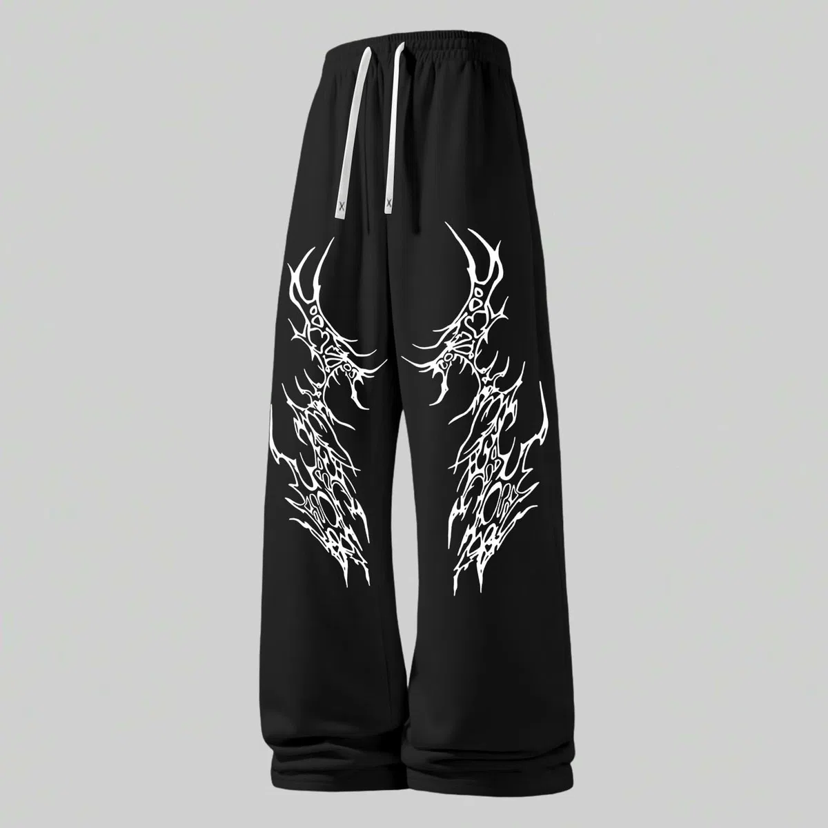 Fitness Hose Herren Gym Lang Sporthose Bodybuilding Trainingshose Y2K Jogginghose Baggy Sweatpants Gothic Punk Streetwear Weites Bein Freizeithose mit Kordelzug Elastischer Sweathose