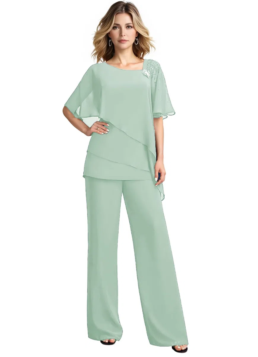 JAEDEN Mutter der Braut Hosenanzug für Hochzeit - Chiffon 2 Teiler Brautmutter Hosenanzug