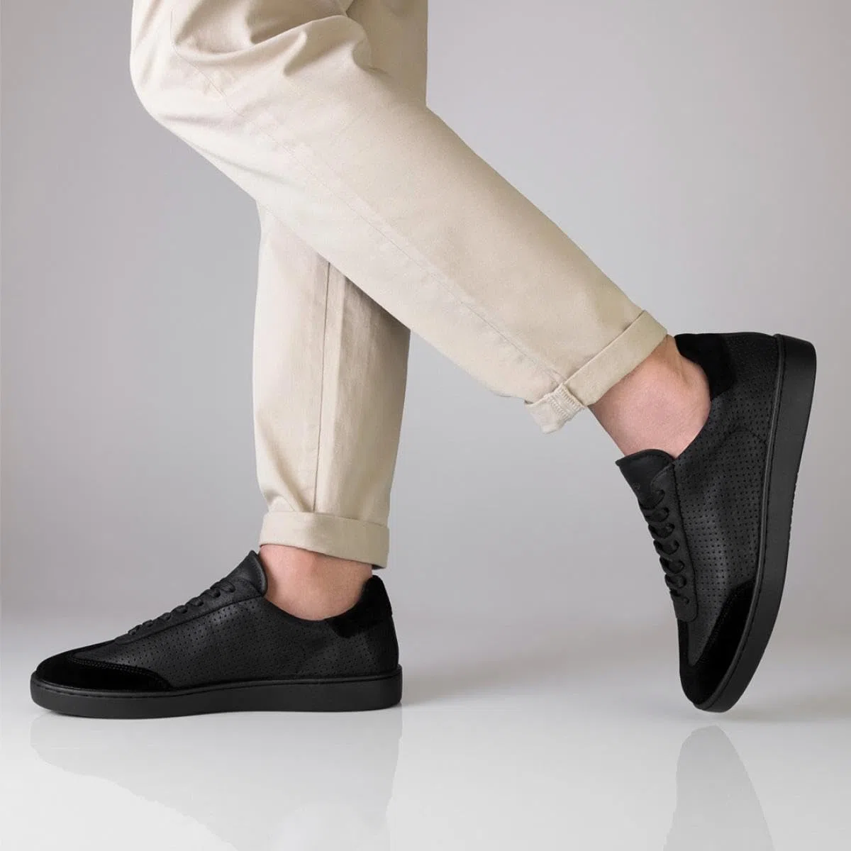 Anna Kern Suny Herren Dance Sneakers 7430 - Leder schwarz - Normalweite - durchgehende PU Sohle - herausnehmbare Mehrweiten-Zwischensohle