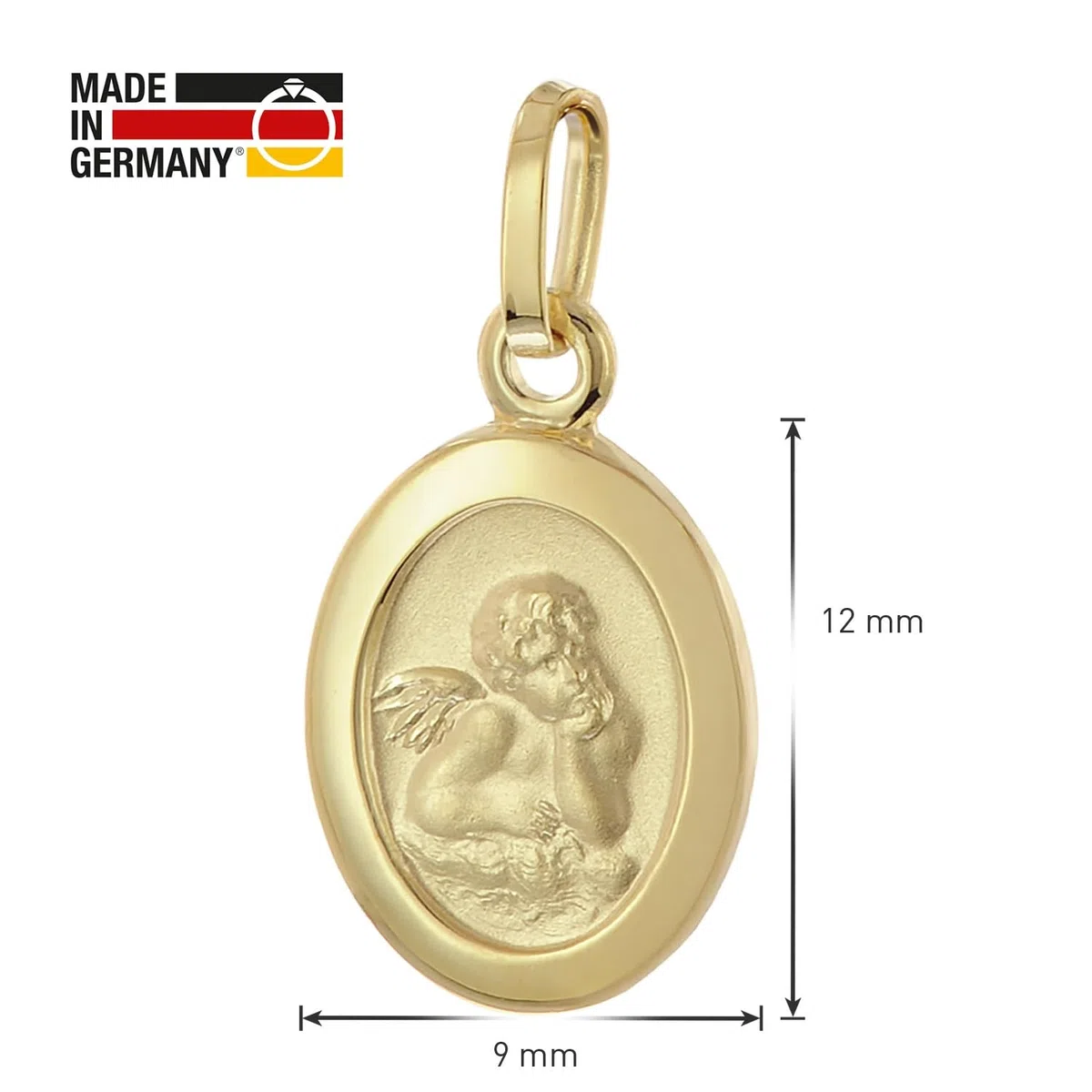 trendor Kinder-Anhänger Gold 333 Schutzengel an vergoldeter Silberkette | wunderschönes Schmuckstück für Mädchen und Jungen, zauberhafte Geschenkidee