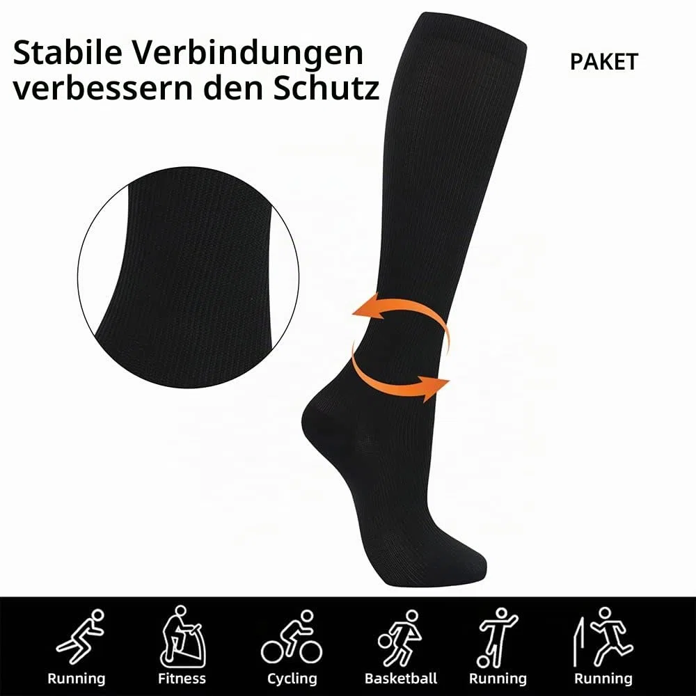 Kompressionsstrümpfe,2/4/6/7 Paar Kompressionssocken für Damen und Herren mit 15–20 mmHg sind die besten Sport- und Medizinstrümpfe für Krankenschwestern auf Flugreisen