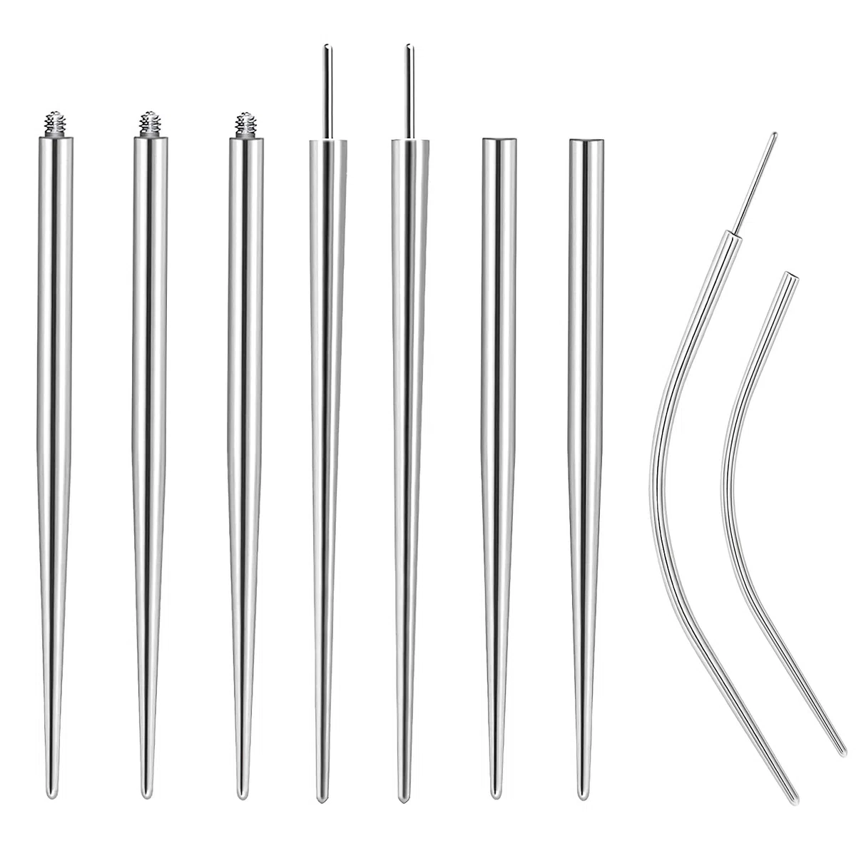 9 PCS Piercing set Piercing Taper Insertion Chirurgenstahl 14G 16G 18G, Piercing Nadeln für Ohr/Nase/Lippe/Zunge/Nippel/Bauchnabel/Piercing Zubehör für Anfänger und Profis, Piercing einführhilfe