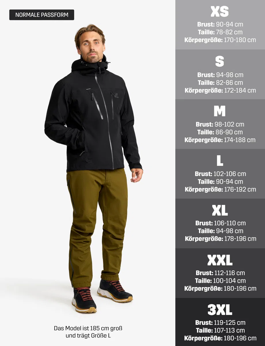 RevolutionRace Silence Proshell 3L Jacket, Herrenjacke, belüftete und wasserdichte Jacke für Wanderungen und andere Outdoor-Aktivitäten, Black/Anthracite 3.0, L