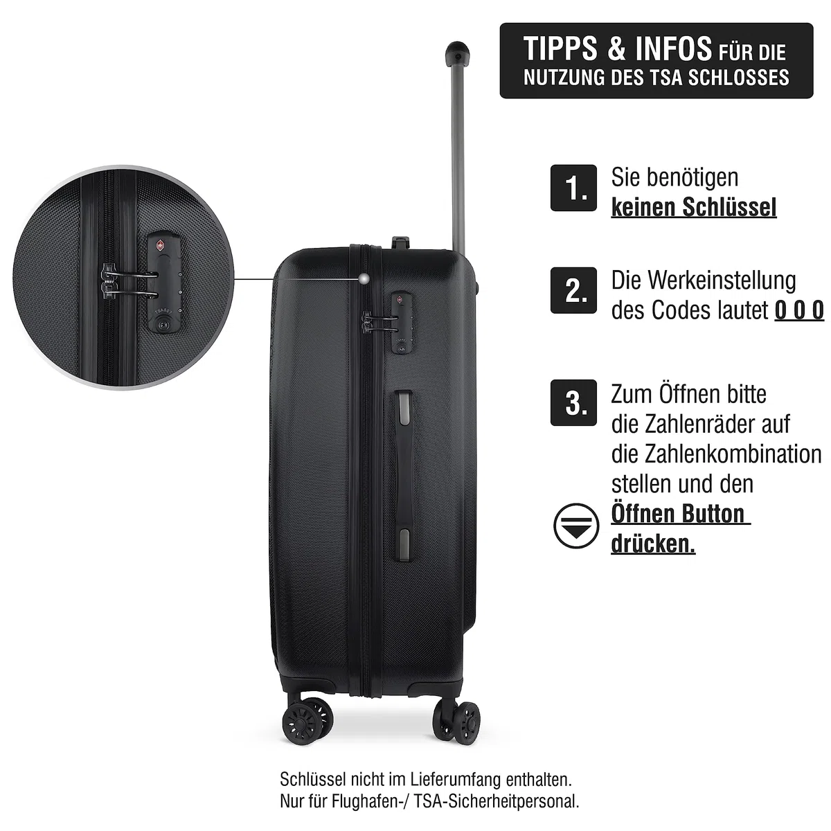 bugatti Lima Hartschalenkoffer 67x45x27,5 cm, 58,1L, 4-Rollen mit TSA-Schloss, Schwarz