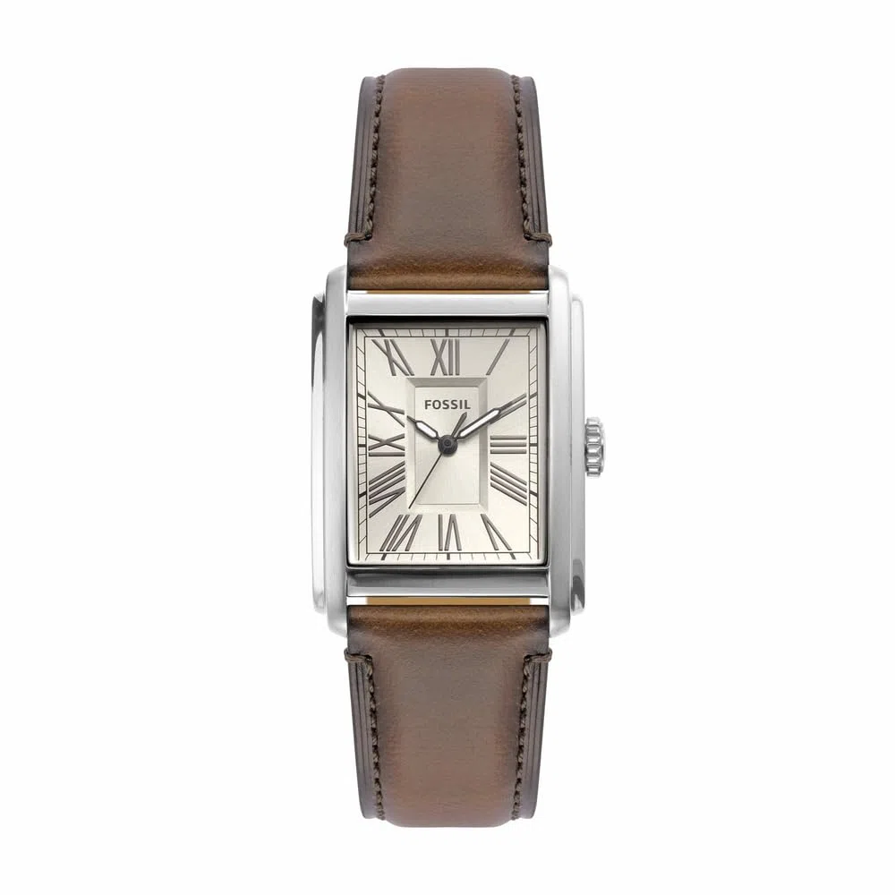 Fossil Carraway Watch for Men, Quartz Three Hand Movement with Leather or Stainless Steel Strap