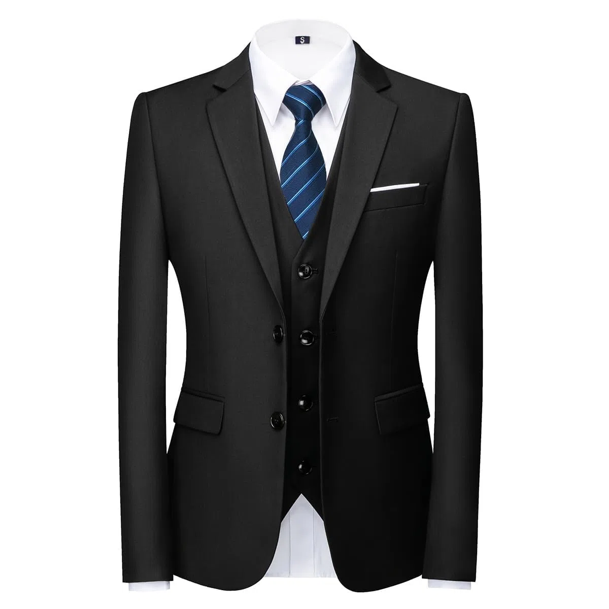 KUDORO Herren Anzüge 3-teilig Slim Fit Einreihig Zwei Knöpfe für Hochzeit Business Herren 3-Stücke Formell Sakko Weste Hose mit Krawatte