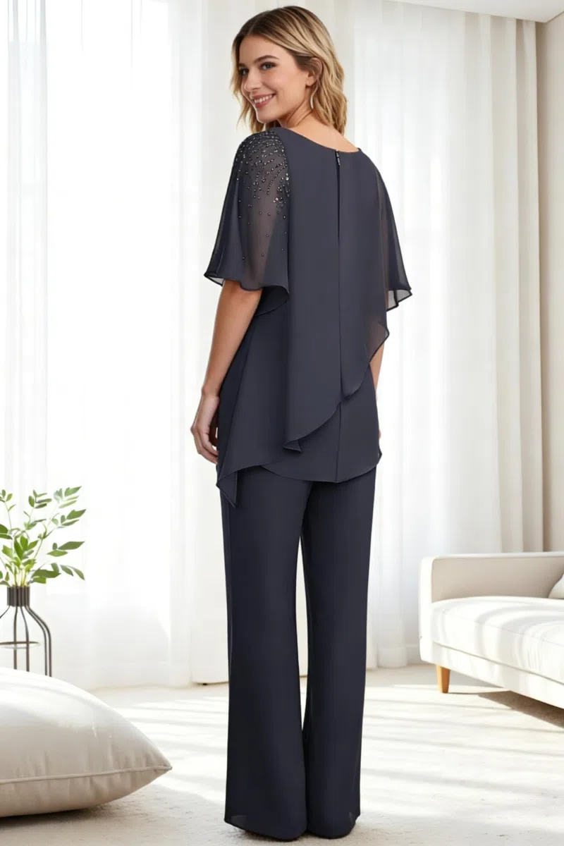 JAEDEN Mutter der Braut Hosenanzug für Hochzeit - Chiffon 2 Teiler Brautmutter Hosenanzug