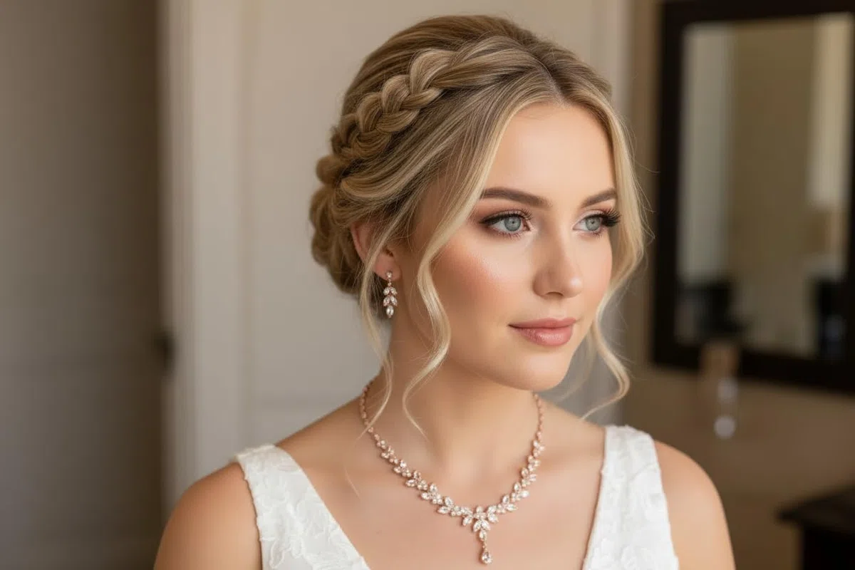 Zirkonia Brautschmuck Schmuckset Roségold – Collier, Ohrringe & Armband – edler Brautschmuck für Hochzeit, Ball & festliche Anlässe