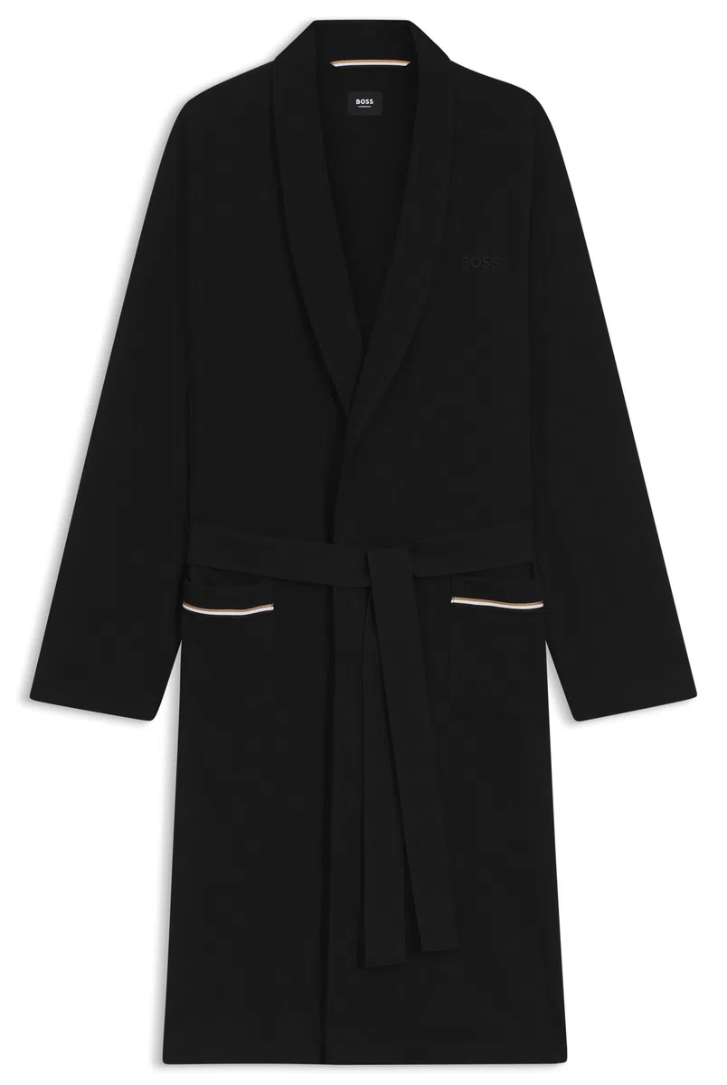 BOSS Herren Robe BM Morgenmantel aus Baumwoll-Jersey mit Logo-Stickerei
