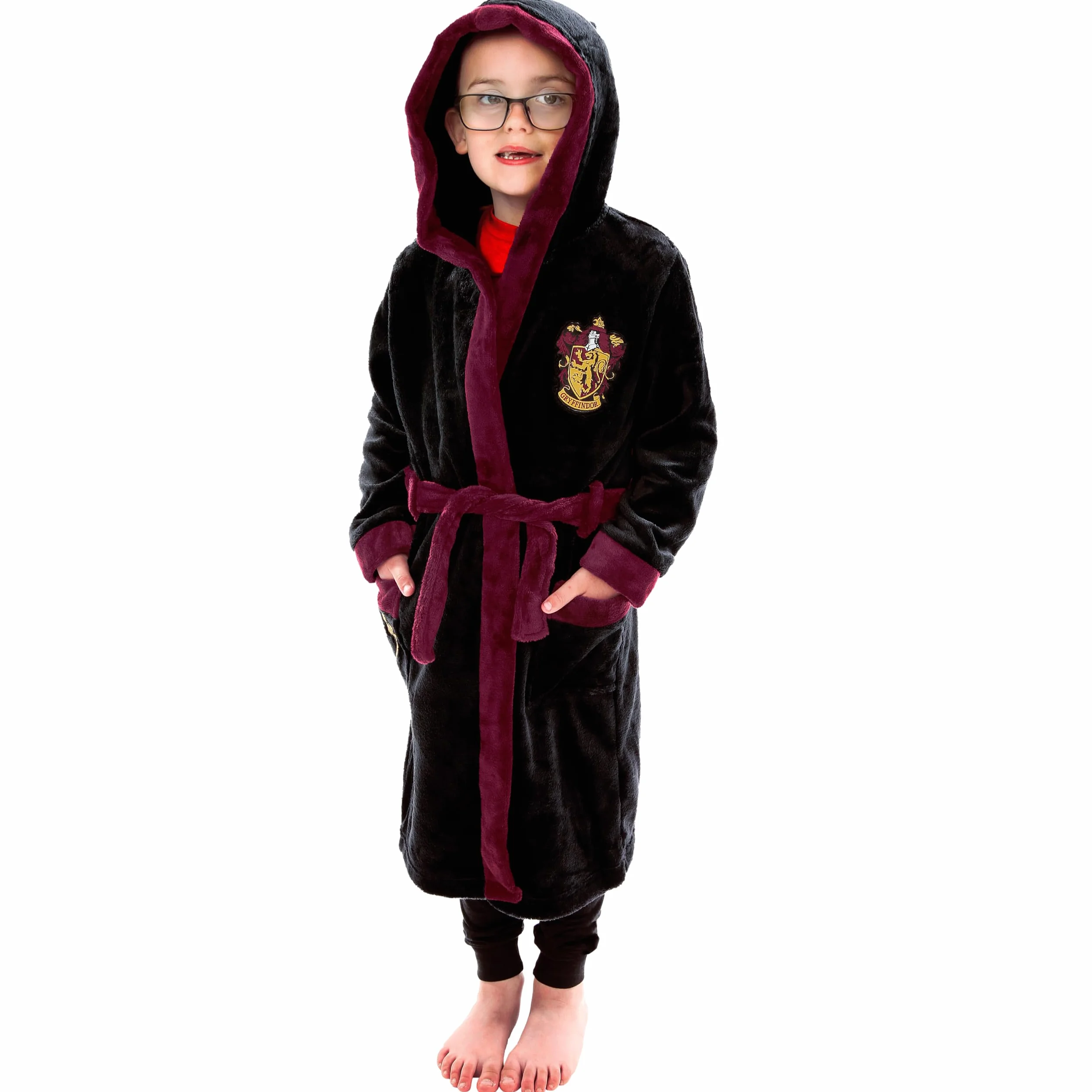 Harry Potter Bademantel | Gryffindor Kinderbademantel | Hogwarts Robe Für Jungs | Fleece Morgenmantel