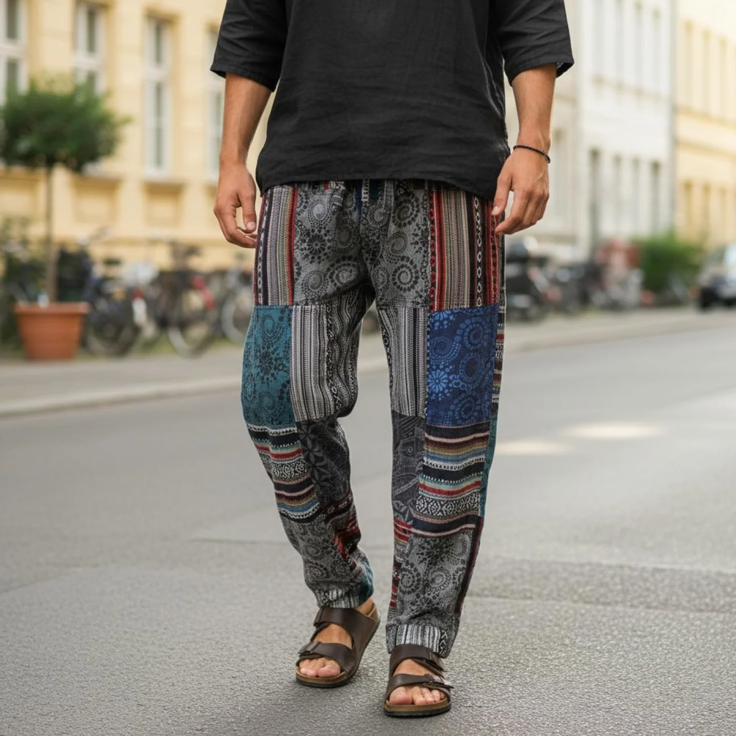GURU SHOP Patchwork Yogahose, Goa Hose, Loose fit Hose, Herren