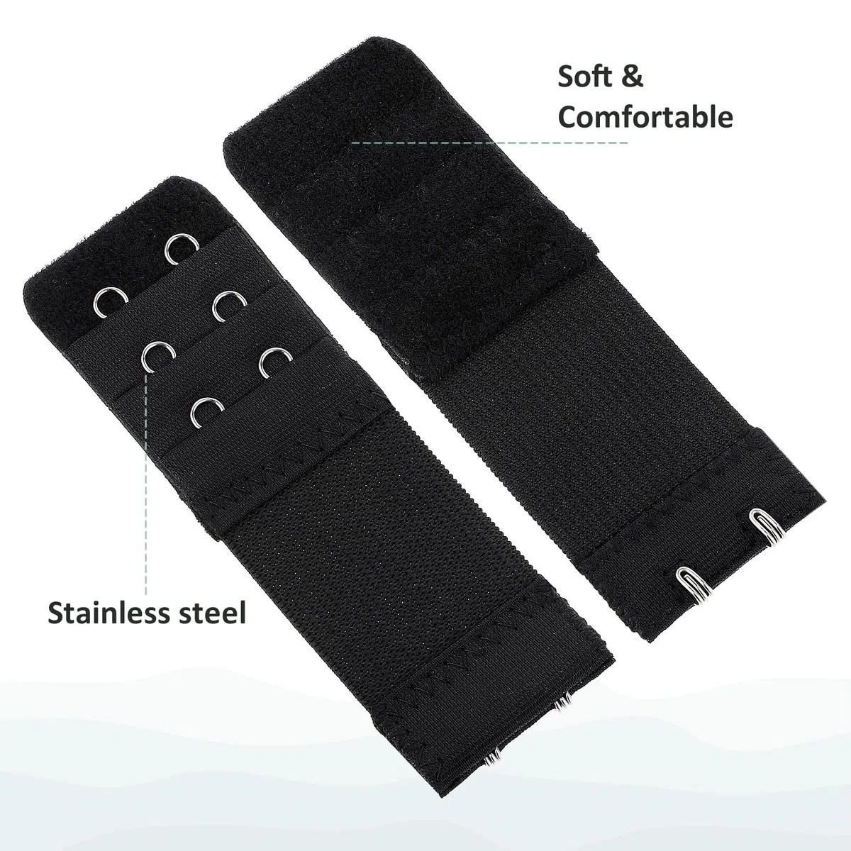Piriuuo 4 Stück BH Verlängerung, 9,7 x 3,2 cm Damen BH-Verlängerer BH Erweiterung 2 Haken 3 Reihen Elastische Unterwäsche Verlängerungsschnalle Weiches Polyester BH Verschluss Verlängerung