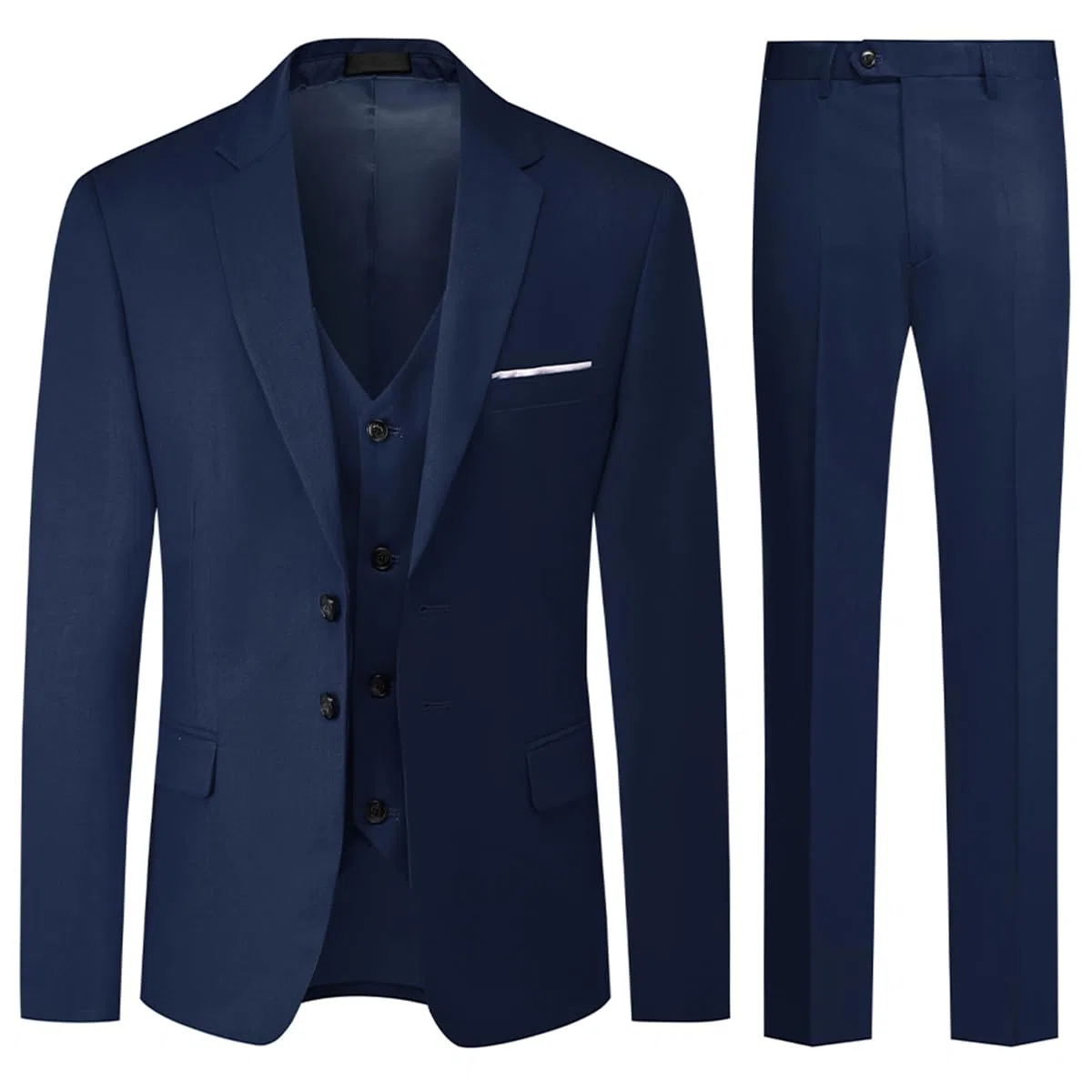 Allthemen Herren Anzug 3-teilig Slim Fit Einreihig Zwei Knöpfe Hochzeit Smoking Anzug Blazer Weste Hose