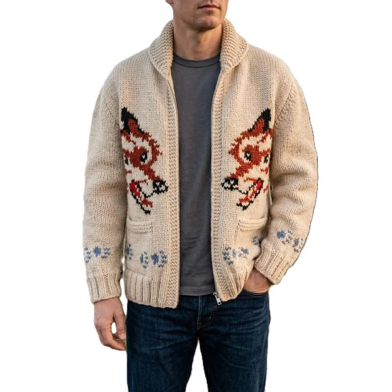 Ryan Project Herren-Ledermantel/Wollmantel, Reißverschluss, Wollmischung, Winter, Strickwaren, Gelb