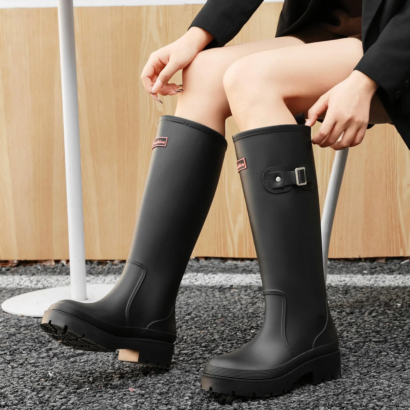 Gummistiefel Damen Lange Stiefel, Original Wasserdicht Hohe Rutschfeste, Sicherheitsstiefel Gummischuhe Bequeme Gartenschuhe Für den Innen- und Außenbereich